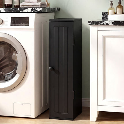 Slim Black Bathroom Cabinet, 16cm Wide, 3 Shelves