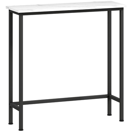 Slim Console Table, Marble-Look Top, 24 cm Depth