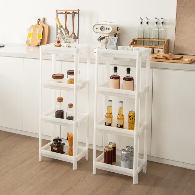 Wózek magazynowy Slim, 2 sztuki, 4 poziomy, otwory drenażowe, biały