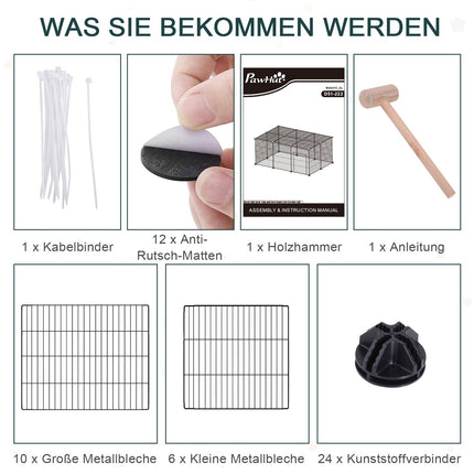 Outdoor small animal cage, metal with non-slip mat, 105x70x45 cm