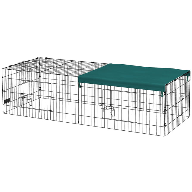 Outdoor pet cage with roof, 5 doors, green