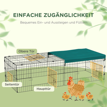 Outdoor pet cage with roof, 5 doors, green