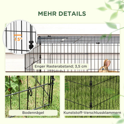 Outdoor pet cage with roof, 5 doors, green