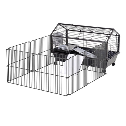 Small animal cage - metal rodent with garden and balcony
