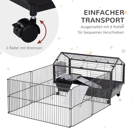 Small animal cage - metal rodent with garden and balcony