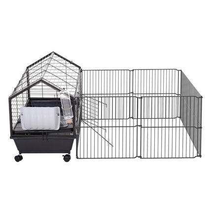 Small animal cage - metal rodent with garden and balcony