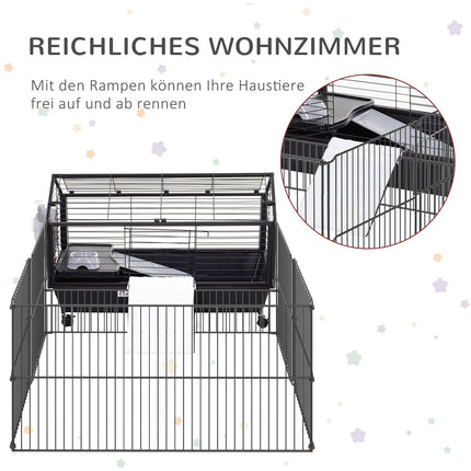 Small animal cage - metal rodent with garden and balcony