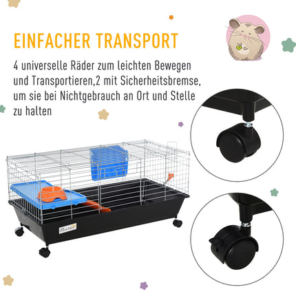 Rollable small animal cage, complete starter set, 89x44x43 Cm