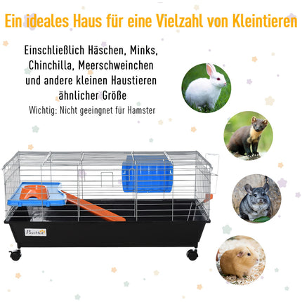 Rollable small animal cage, complete starter set, 89x44x43 Cm