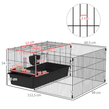 Small pet cage - steel, black, includes water bottle and bowl