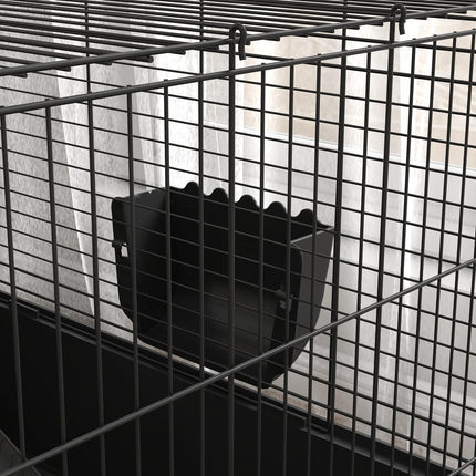 Small pet cage - steel, black, includes water bottle and bowl
