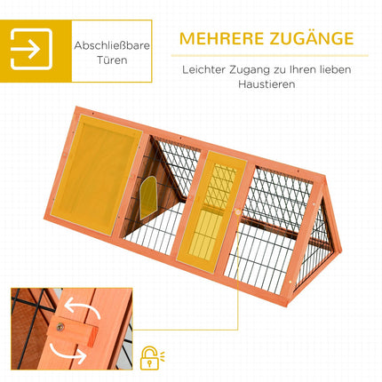 Guinea pig enclosure with run, 118x50x45 cm, Triangular orange