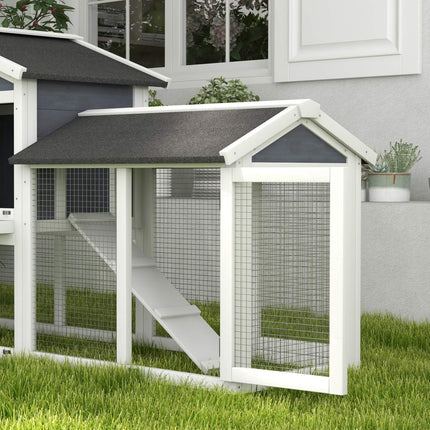 Small Animal Hutch with Run, Fir Wood, 147 x 54 x 84 cm, Gray
