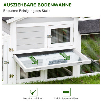 Small Animal Double Storey Spruce Wood Stall with outdoor enclosure