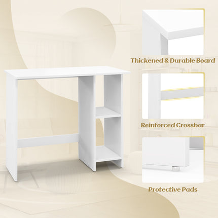 Small Computer Desk With Storage, Adjustable Shelf, White