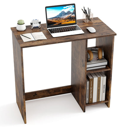 Small Computer Desk with 2 Shelves, 80x40x74 cm, Brown