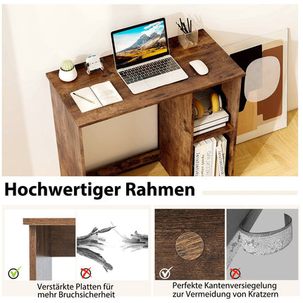 Small Computer Desk with 2 Shelves, 80x40x74 cm, Brown