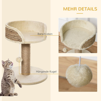 Cat scratching post with jute and play ball, 49 cm