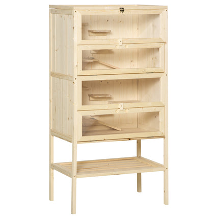 Small animal cage with mesh roof; 5-level Wood Hutch