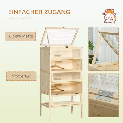 Small animal cage with mesh roof; 5-level Wood Hutch