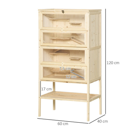 Small animal cage with mesh roof; 5-level Wood Hutch