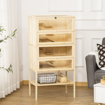 Small animal cage with mesh roof; 5-level Wood Hutch