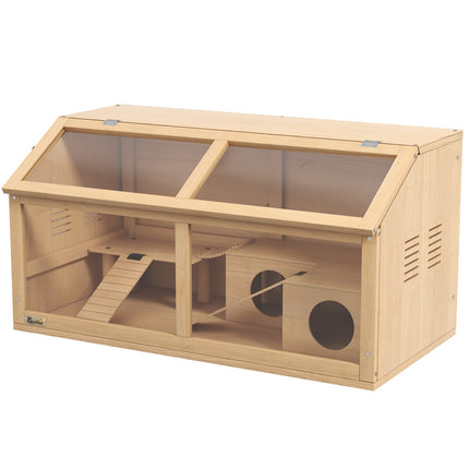 Wooden small animal cage with bridge, ladders, hut - 84x45x44 cm