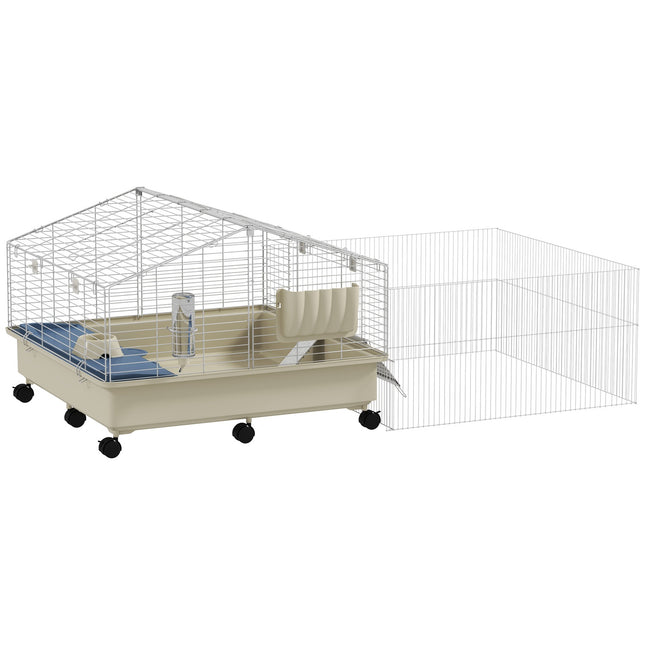 Small animal cage with playpen, wheels and accessories