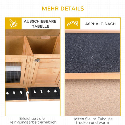 Small animal house with tile & asphalt roof, 112x50x54cm