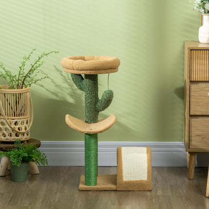 Cat scratching post with stimulation ball, 40x35x72 cm, brown