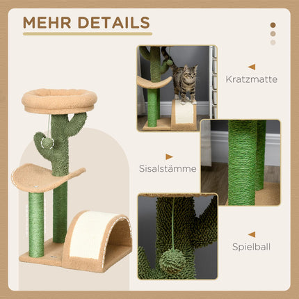 Cat scratching post with stimulation ball, 40x35x72 cm, brown