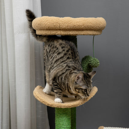 Cat scratching post with stimulation ball, 40x35x72 cm, brown
