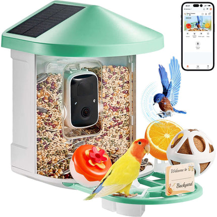Smart Bird Feeder with 2K Camera, AI ID, Wi-Fi, Solar
