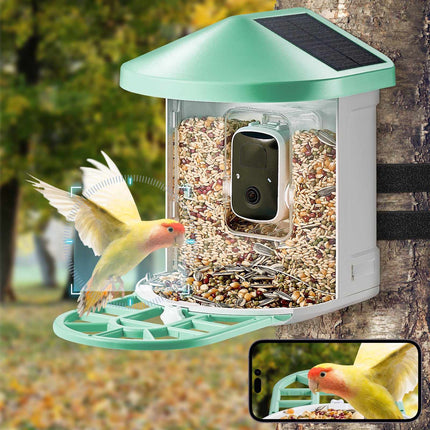 Smart Bird Feeder with 2K Camera, AI ID, Wi-Fi, Solar