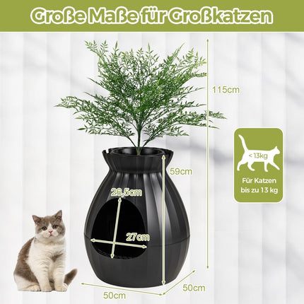 Smart Cat Litter Box with Odor Removal, 63L, Black