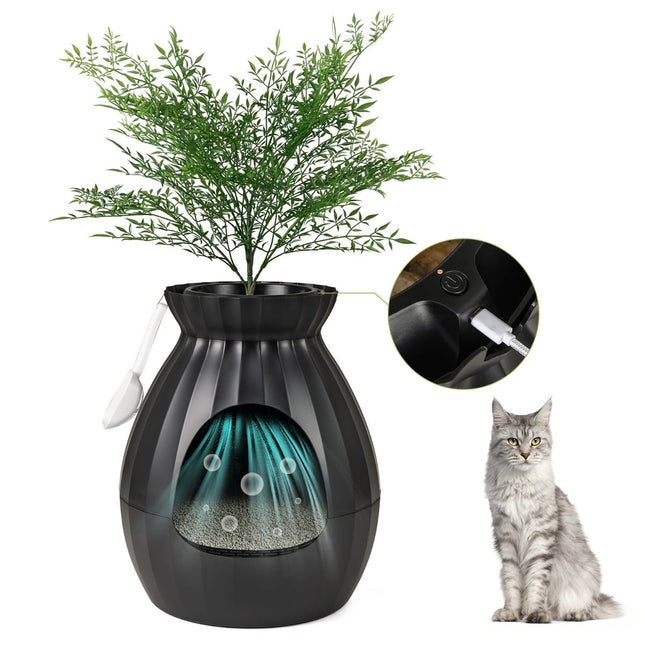 Smart Cat Litter Box with Odor Removal, 63L, Black