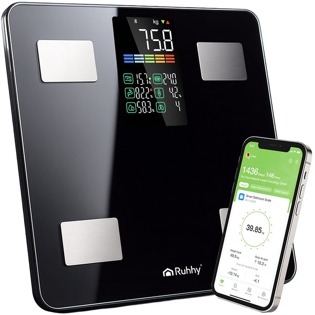 Smart LCD Bathroom Scale, Black, 226kg Capacity