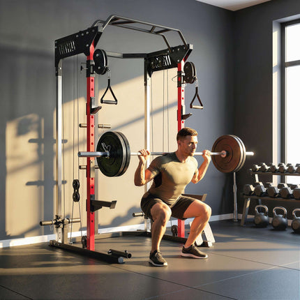 Smith Machine Power Cage with Adjustable Cable System