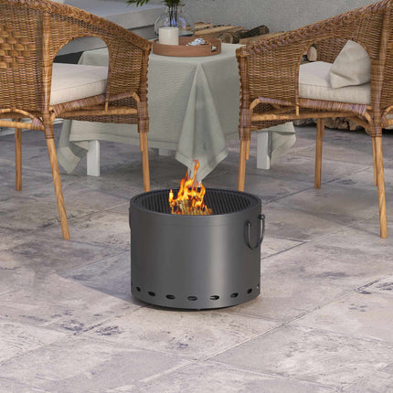 Smoke-Free Fire Pit, Metal, Spark Guard, 38x27 cm, Dark Grey