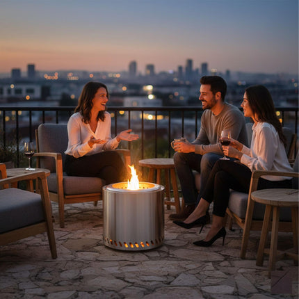 Smoke-Free Stainless Steel Fire Bowl, 38 cm