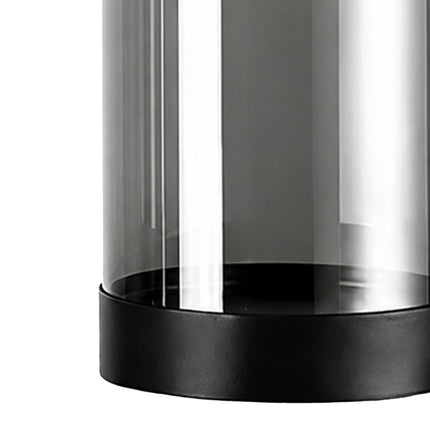 Smoked Glass Candle Holders Set of 6 with Metal Bases