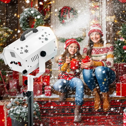 Snow Machine 1200W, Wireless Remote, Adjustable Stand, 20 m² Coverage