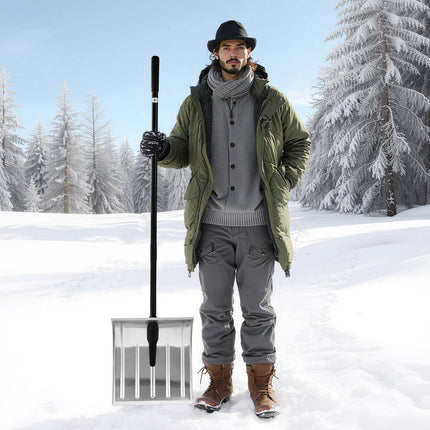 Snow Shovel, 16-Inch Aluminum Blade, Detachable Handle