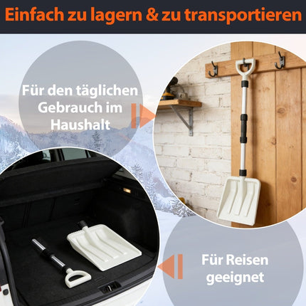Snow Shovel 26 cm Wide, Ergonomic Aluminum Handle
