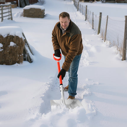 Snow Shovel, 35cm Wide Aluminum Alloy D-Handle