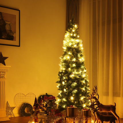 Snow-covered Christmas tree with metal stand and 630 tips PVC needles 220 cm
