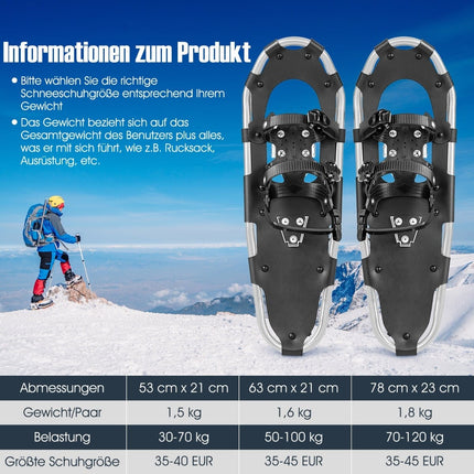 Snowshoes Set 63 cm with Adjustable Poles and Bag