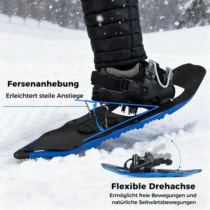 Snowshoes with Heel Lift, Trekking Poles & Bag, Size 35-45