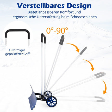 Snow shovel on wheels snow blade 95 cm height adjustable snow clearer aluminum