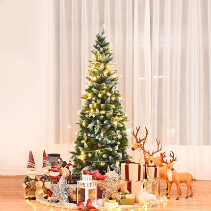 Snowy Christmas Tree with Metal Stand, 630 PVC Tips, 180cm